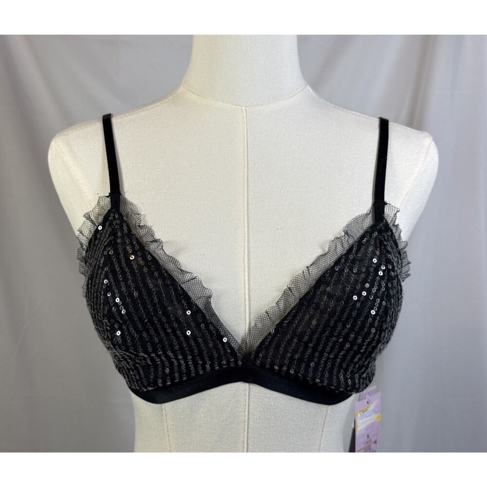 Wild Fable Women’s Small Black Sequin Mesh Lined Fashion Bra Adjustable Straps
